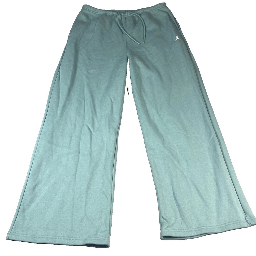 Jordan Brooklyn Fleece Oversized Open Hem Pants Green Blue Mens Large